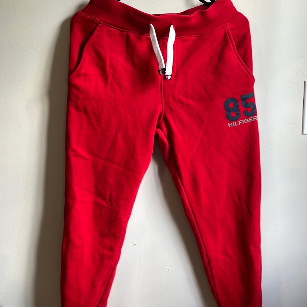 Tommy Hilfiger Size XlL kids Red Cotton Fleece Warm Sweatpants